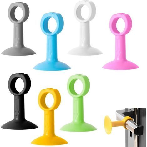 Lntyq - Set di 14 cuscinetti in silicone antiurto per maniglie di porte, per evitare danni alle pareti. Paraurti a ventosa per maniglie di porte, fermaporta silenzioso (7 colori). (1/5)