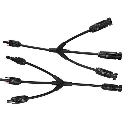 Y-Connecteur Panneau Solaire (1 à 3), Ip67, F/M/M et M/F/F, Panneau solaire Connecteurs de câble Distributeur en Y, Compatible avec 2,5mm2-6mm2 Connecteurs Solaire Photovoltaïques, Noir (1/5)