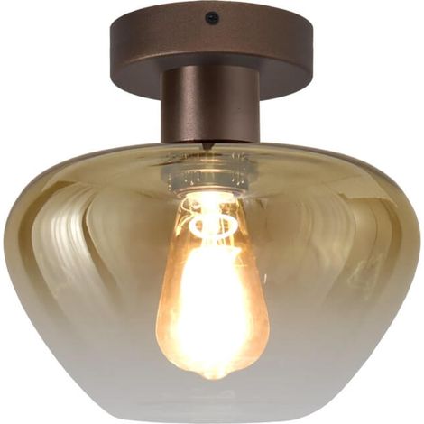 Plafonnier Genua marron avec verre doré Ø 24cm - 5970-15-15-24