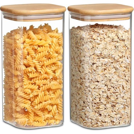 Vorratsgläser 2er-Set 1600ml mit luftdichtem Bambusdeckel (1/5)