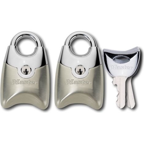 Master Lock 195EURTSN Pack de 2 Cadenas Fusion à Clé et Anse Protégée, Gris, 4,4 x 2 x 1,4