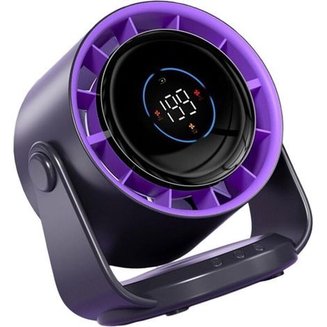 Multifunktionaler Lüfter, leistungsstarker 4000-mAh-Lüfter mit Digitalanzeige, ABS-Oberfläche, ideal für Büro, Reisen und den Innenbereich (Lila)