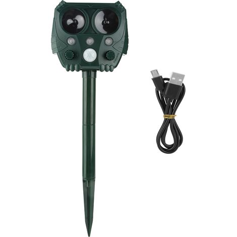 Repellente per animali, repellente solare a ultrasuoni ricaricabile tramite USB, dispositivo repellente per cani e gatti da esterno con flash LED (1/5)
