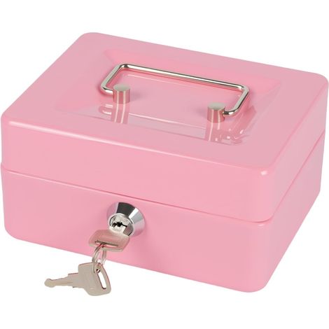 Mini coffret à argent avec plateau et verrou, coffret en métal à clé, boîte de rangement de 5,9 × 4,7 × 2,95 pouces en rose (1/5)