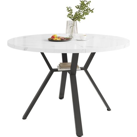 ELVMI Mesa de comedor redonda en MDF con base metálica en X, 1 tablero, Salón, 100 cm (1/5)