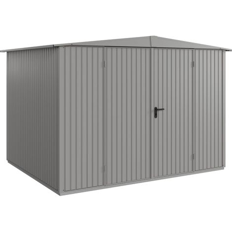 Hörmann Metall-Gerätehaus Berry Classic mit Satteldach Typ 3, 324 x 248 cm, graualuminium, 8 m², 2-flüglige Tür (1/5)