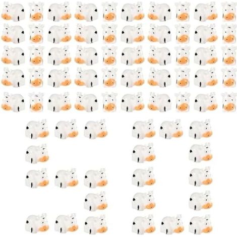 Bardusch - Lot de 50 mini figurines de vache en résine - Animaux miniatures mignons - Figurines d'animaux miniatures en mousse - Paysage de jardin - Accessoires pour intérieur et extérieur