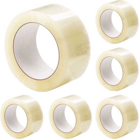 Trade Shop - SET 6 NASTRI ADESIVI 50 MM X 66 MT MIT ETICHETTA NASTRO TRASPARENT - (1/2)