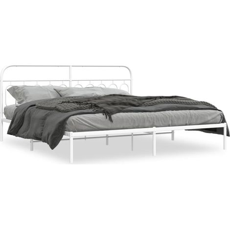 Maison Exclusive - Bettgestell mit Kopfteil Metall Weiß 200x200 c