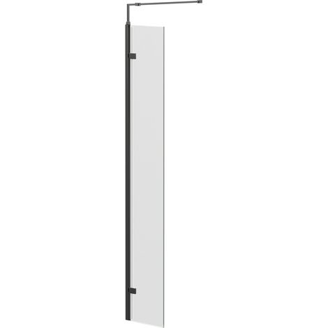 Colore 10mm Clear Glass Gunmetal Grey 2000mm x 300mm Walk In Hinged Return Shower Screen (1/5)