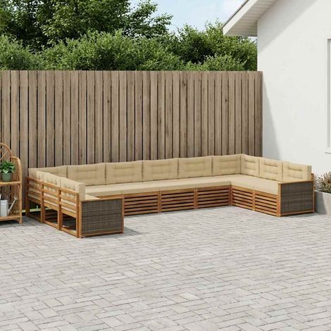 vidaXL Sofagarnituren mit Kissen 10 pcs Massivholz Akazie (1/5)