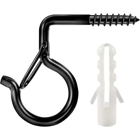 Crochet En Fer - Charge Maximale 18 kg - Forme Q Sécurisée - Pour Suspension Extérieure Intérieure Jardins - Lot De 6 Avec Boîte De Rangement Transparente (1/4)