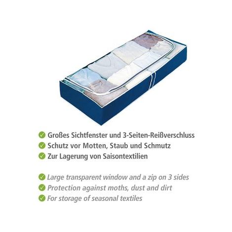Arrangement sous lit WENKO housse Air bleu 4 pièces 105x15 cm housse de rangement vêtements sac de rangement sous vide boîte de rangement sous lit protection contre la poussière rangement saisonnier (1/4)