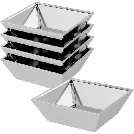 Lot de 5 cache-pots trapézoïdaux modernes jardin terrasse 50 x 50 x 15 cm en acier argent