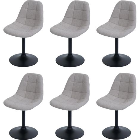 Lot de 6 chaises de salle à manger HHG-842, chaise de cuisine chaise pivotante, acier MVG tissu/textile bouclé (450g/m²), taupe (1/5)