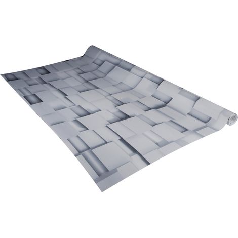 Papier adhésif Moasaik en bois Cubes Retro Blanc 90 cm x 2,6 m Épaisseur 160μ Film autocollant pour meuble et cuisine film décoratif papier peint PVC sans phtalates Fabriqué en UE (1/5)