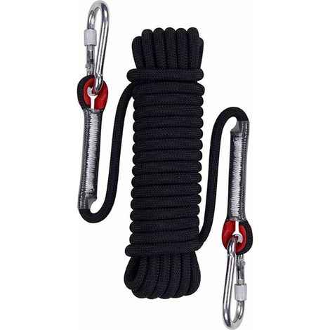 20 Meters Length Professional Climbing Rope Rappelling Abseiling Rope Outdoor Excursions Accessories 12mm Diameter 12KN Escape High Resistance Rope With Two Carabiners (1/5)