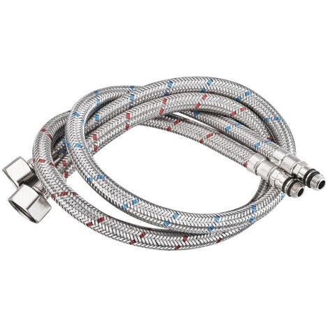 Tuyau de raccordement G 3/8 DN6 80 cm de long pour robinets, tuyau d'eau flexible fileté à compression 1 pièce (1 paire)