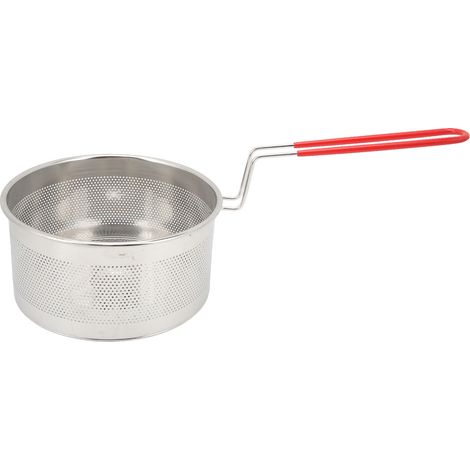 Panier à friture rond en acier inoxydable 304 avec poignée, idéal pour frites, rondelles d'oignon, poulet et pâtes (taille moyenne, 18 cm). (1/5)