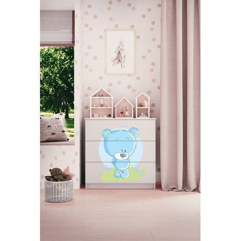 Cómoda 3 cajones Kocot Kids Babydream Osito Azul - Blanco (1/5)