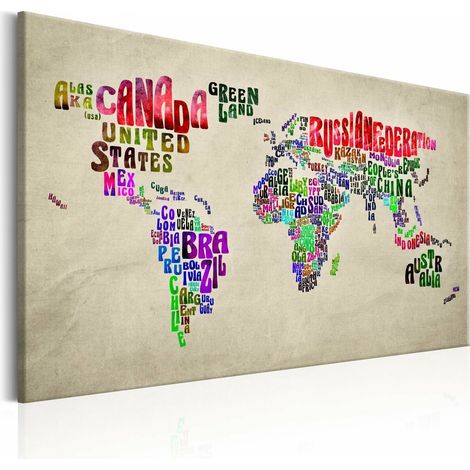 Tableau carte du monde tour du monde - 90 x 60 cm (1/4)