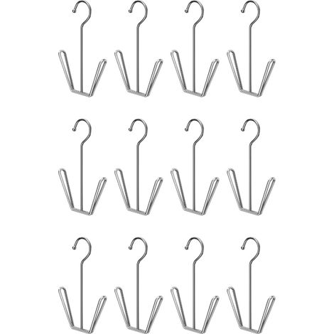 Paquete de 12 perchas para zapatos de acero inoxidable, zapatero multifuncional con doble gancho, tendedero para deshumidificar zapatos de cuero colgados.