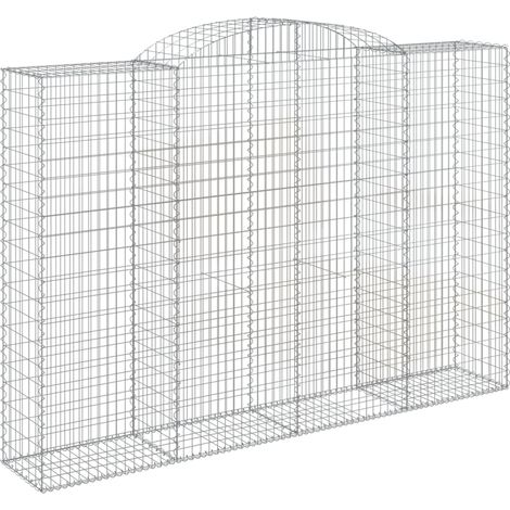 Cerca de jaula de gaviones muro de contención arqueado 300 x 50 x 200/220 cm hierro galvanizado Plata 020040063