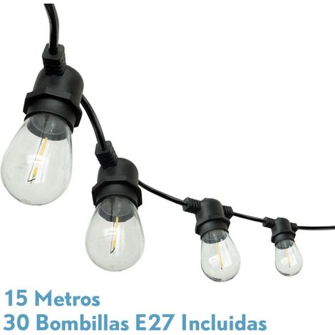 Ghirlanda luminosa “Verbena” 30xE27 (30W 4000K 1950lm) IP44 6x12cm x 15m colore nero