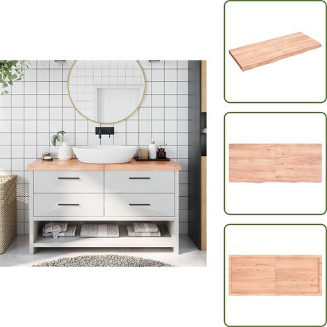Comptoir de salle de bain marron 140x60x(2-6) cm bois traité - Comptoir De Salle De Bain - Comptoir En Bois - Plan De Travail Salle De Bain - Meubles Salle De Bain - Rénovation Salle De Bain (1/5)