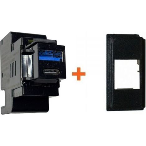 Perry presa USB A + C 3A compatibile Bticino Now nera - 1MCUSB002A