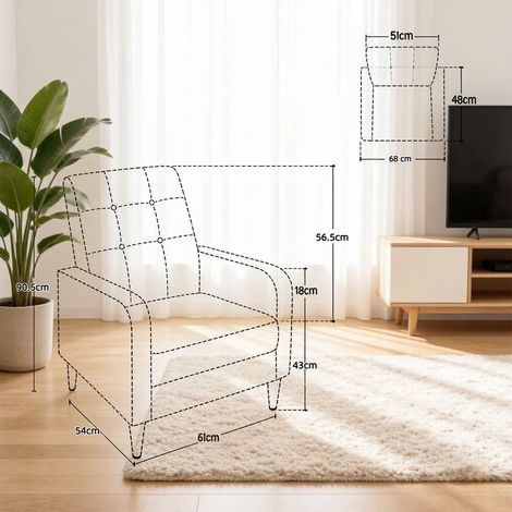 Fauteuil club relax pour salon, lecture ou chambre, assise confortable, design élégant, idéal cocktail et détente, fauteuil cosy (1/5)