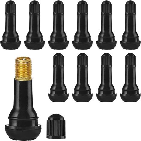 100 Pièces Valve Tubeless TR414 Pour Pneu Voiture, Valve Auto en Caoutchouc Snap-in Pour Jantes, Compatible Avec Voiture et Moto (Noir) (1/5)