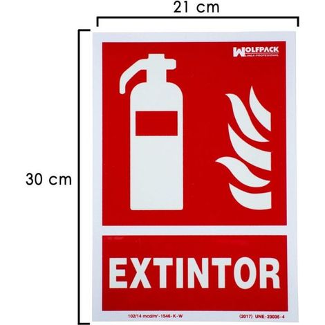Cartel Fluorescente Extintor 30x21 cm.