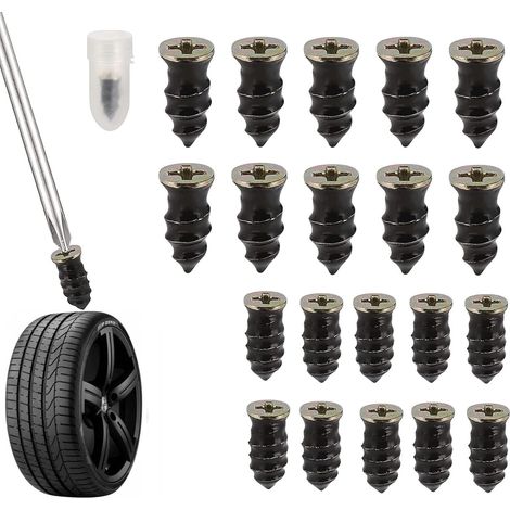 SET de 10 vis avec mastic Clous en Caoutchouc pour réparation de Pneu sous vide, kit de réparation de pneus de voiture pour moto, camion, vélo, scooter, cyclomoteur (1/5)