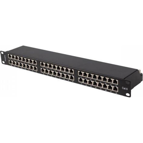PATCH PANEL 48 PORT 1U 19" CAT6 FTP SHIELDED BLACK LANBERG