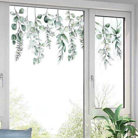 1 Stück grüne Blätter Fensteraufkleber Sommer Frühling Antikollisions Han (1/4)