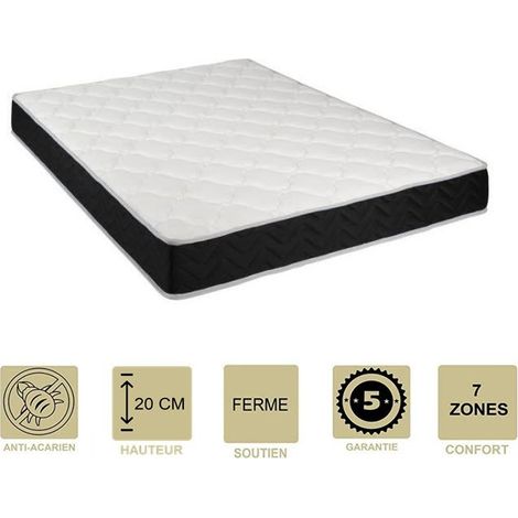 Matelas Latex 76 Kg/m3 + Mousse 35 Kg/m3 80x200 x 20 cm Ferme + Oreiller Visco + Alèse 7 Zones de Confort (1/4)