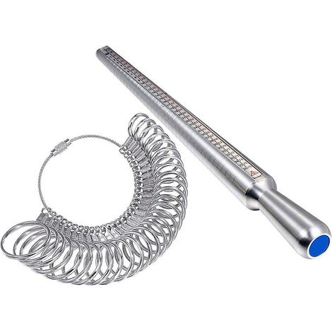 Ensemble de baguiers en métal pour mesurer les bagues, comprenant un mandrin et un outil de mesure pour les doigts. (1/4)