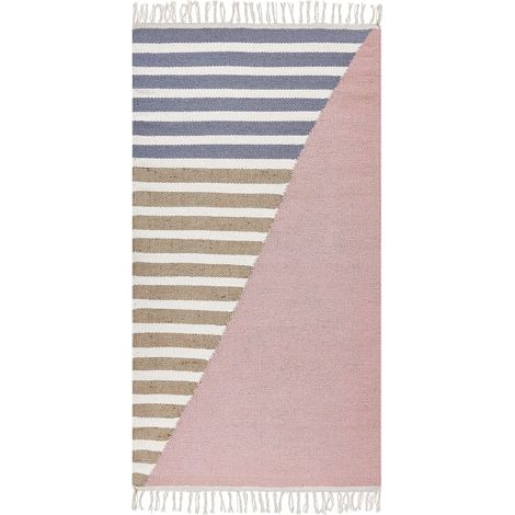 Tapis Multicolore en Laine 80 x 150 cm Moderne Fait Main à Motif Triangle Engiz