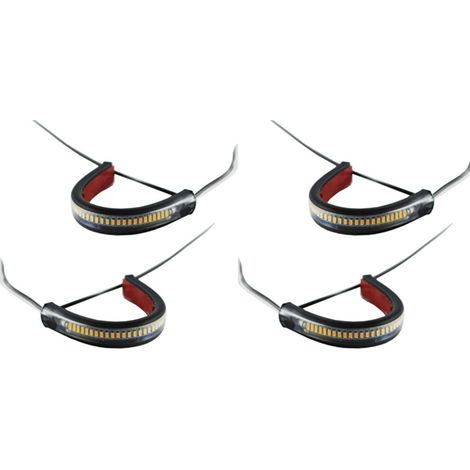 4 luces LED flexibles bicolor blancas y ámbar para horquilla de motocicleta, intermitentes, luces diurnas LED (DRL) resistentes al agua.