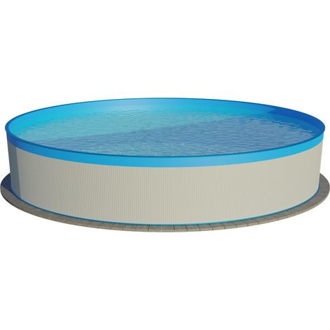 Stahlwandpool rund 360x84 cm, Stahl 0,3 mm weiß, Folie 0,2 mm blau, overlap (1/2)