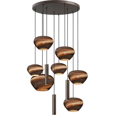 Lampe suspendue à 10 lampes Cartone avec des cagoules Think Paper - 2512-15-70-10-RC3111 (1/3)