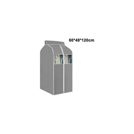 Housse de Porte-vêtements Suspendus, matériau Non tissé avec fenêtres Transparentes en PVC, Sac à vêtements stéréoscopique, Couverture de penderie Bien étanche (Gris,60×48×100CM) (1/4)