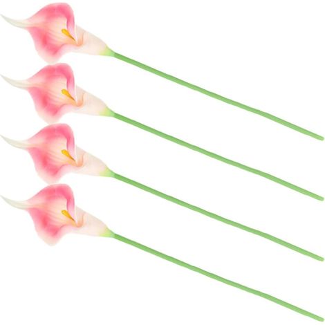 4pièces Tiges de Fleurs Artificielles Calla Lily Décor Naturel Réaliste pour Mariage Maison Bureau Jardin (1/5)