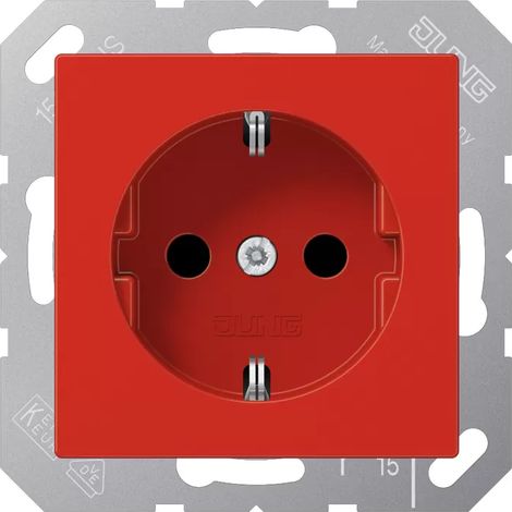Jung SCHUKO®-Steckdose, 16 A 250 V , SAFETY+, Thermoplast, Serie A, rot A 1520 BFKI RT (1/2)