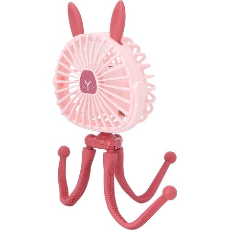 Mini ventilateur poussette portable, trépied flexible silencieux, lampe nocturne rechargeable USB pour bureau voiture, rose (1/5)
