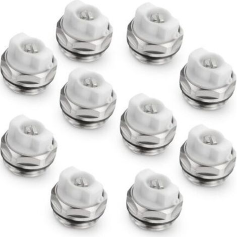 Lot de 10 bouchons de robinet de purge de radiateur manuel de 1/2"