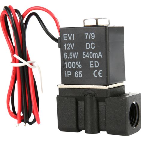 Électrovanne 2 voies en plastique, filetage NPT 1/4", normalement fermée (NC), 12 V CC (1/5)