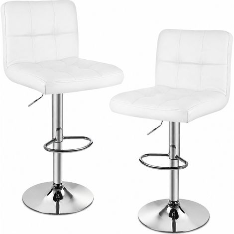Xhomrattan – 360° drehbarer Barhocker  2er-Set  PU-Leder  Höhenverstellbar 85–115 cm  Weiß