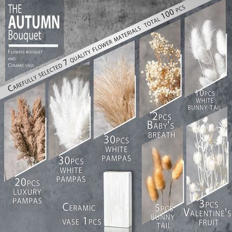 Décoration de Fleurs Séchées - - Pampa Naturelle - 100 Pièces - 40CM - Non Toxique (1/4)